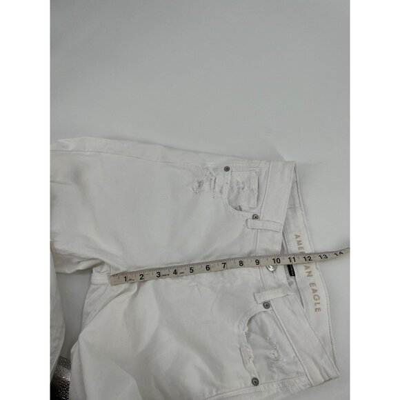 American Eagle Womens Size 2 Mom Straight Jeans Stretch Distressed White Casual - Picture 9 of 11